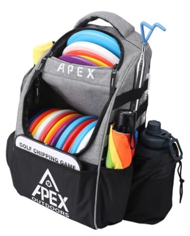 Apex Outdoors Disc Golf Bag, Large Disc Golf Backpack Holds Over 21 Discs, Durable & Lightweight with Multiple Storage Pockets
