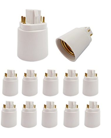 15-Pack 4P Gx24q to E26 Lamp Base Converter,15.5mm G24Q to E26/e27, Gx24q to E26 Adapter,Lamp Holder Converter, Rohs,Need Bypass Ballast.