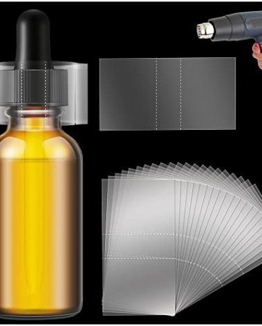 Shrink Wrap Bands for Bottles Jars - Clear Heat Shrink Bottle Seals for Essential Oil Bottle, Lip Balm, Candle, Soap Containers （200 Pieces，2.17 x 1.1 Inch，55 x 28mm）
