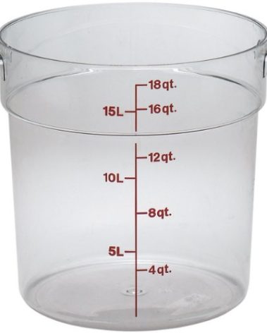 Camwear RFSCW18135 Round Storage Container, 18 Quart Capacity, Clear, Pack of 1