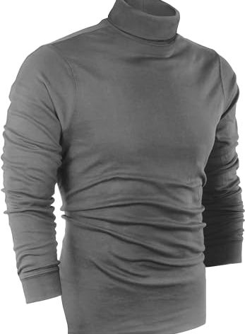 Utopia Wear Turtleneck Men Slim Fit UPF 50+ Lightweight Pullover Sweater Long Sleeves Top, X-Large, Steel Grey