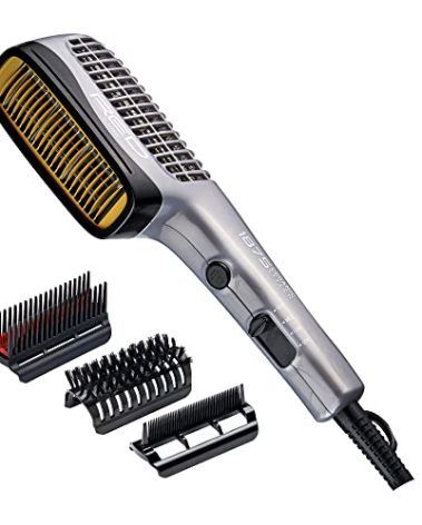 RED by KISS 1875 Ceramic Ionic Hair Styler with Detangler Pik, Professional Quick Blow Dry Comb, 4 Heat/Speed Settings, Cool Shot Button, Ideal for Curling & Straightening