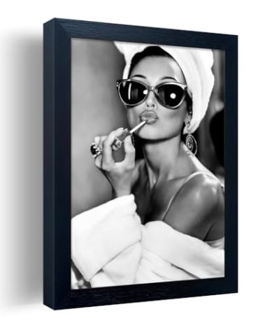 Black and White Lipstick Canvas Wall Art, Old Hollywood Art Print, Fashion Woman Wall Art, Trendy Girl Dorm Room Wall Decor, Bathroom Artworks for Wall