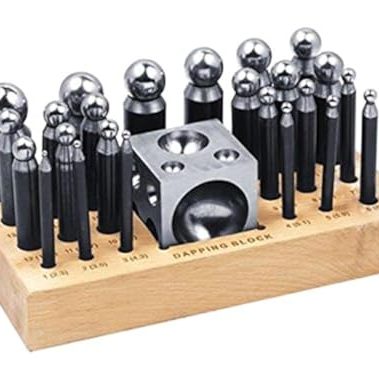 26 Piece Dapping Doming Punch Block Set 2.3 mm to 25 mm Jewelry Making Metal Forming Tool Kit