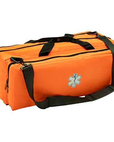 NOVAMEDIC First Responder Empty Oxygen O2 Duffle Bag, 32”x12”x13”, w/Multiple Compartments, EMT Trauma First Aid Carrier for Paramedics and Emergency Medical Supplies, Orange