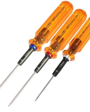 MIP 9602 3-Piece RC Hex Screwdriver Set (1.5mm, 2.0mm, 2.5mm) – Precision Hex Allen Wrenches for RC Cars, Drones, Boats, Helicopters – RC Repair Tool Kit – Made in USA