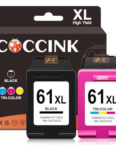 COCCINK 61XL Ink Cartridge for HP Printers Deskjet 2540 2541 2542 2549 3050 3510 1510 1512 Envy 4500 4501 4502 5530 officejet 4630 4635 Remanufactured for HP Ink 61 XL Black and Color Combo Pack