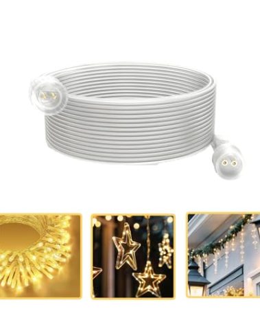 cshare Extension Cords for String Lights Inflatable Decorations, 2 Pin 32.8FT Outdoor Extension Cable Waterproof for Class2 Power Adapter Solar Pannel Holiday Transparent