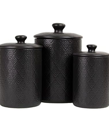 10 Strawberry Street Marquis 3 Piece Canister Set, Matte Black