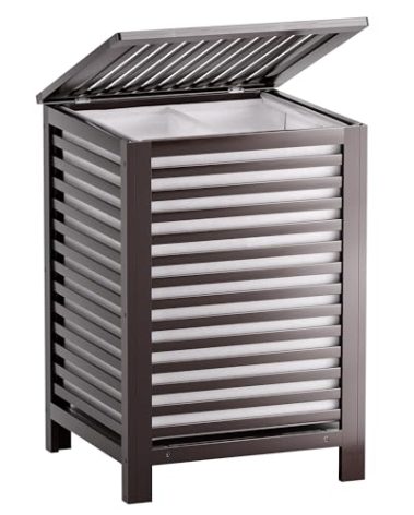 SMIBUY Double Laundry Hamper with Lid, 120L Bamboo Laundry Basket with Removable Liner Bag, 2-Section Clothes Divider Laundry Sorter for Laundry Room, Bathroom, Bedroom (Dark Brown)