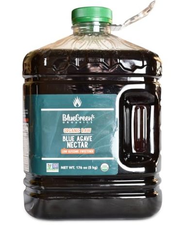 BLUE GREEN ORGANICS, Agave syrup, Gallon, Gluten Free, Organic, Sweetener, teas, coffees, pancakes or any baked good, Family-friendly, Sugar substitute,176 Oz (176 Oz, Raw)