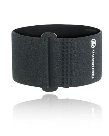 Rehband Tennis Elbow Brace - Single Unit, Universal Size for Both Men and Women, Providing Support for Tennis Elbow and Golf Elbow, Colour:Classic Black, Size:One Size