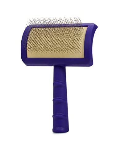 Jelly Pet Universal Slicker Brush for Dogs, Dog Grooming Brush, Remove Tangles and Dead Undercoat, Tuffer Than Tangles Maltese Shi-Tzu Poodle Bichon, Soft Pins, Purple, Small