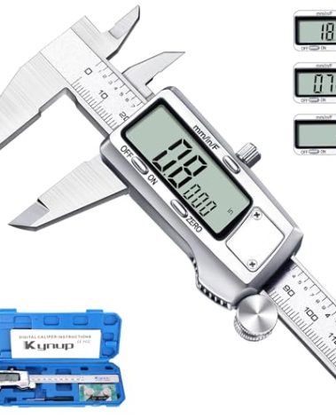 Kynup Digital Caliper, Caliper Measuring Tool, Micrometer Dial Vernier Caliper with Large LCD Screen, Full Turn Off, Stainless Steel, Switch from Inch Metric Fraction (6Inch/150MM)