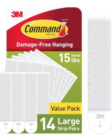 Command Large Picture Hanging Strips, White, Holds up to 16 lbs, 14-Pairs, Easy to Open Packaging