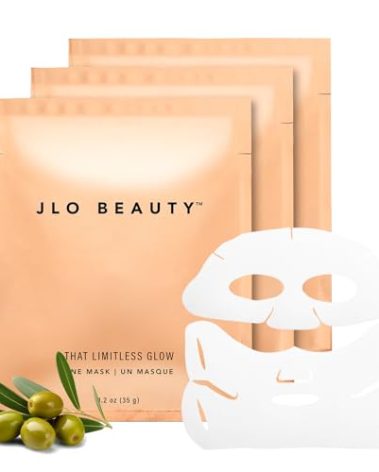 JLO BEAUTY Face Mask, 2-Piece Hydrating Sheet Mask with Glow Serum, Moisturizing & Firming Self Care Facial Sheets To Help Lift and Reduce Puffiness, Skin Care for Women, That Limitless Glow, 3 Pack
