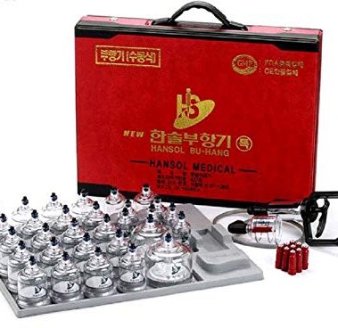 Hansol Professional Cupping Therapy Equipment 30 Cups Set with pumping handle and Extension Tube & English Manual (Made in Korea)
