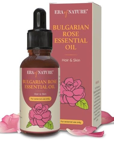 Era of Nature Bulgarian Rose Essential Oil - 100% Pure Rose Oil for Skincare, Hair, Diffusers & DIY Projects. Rich, Skin Care Body, Face and Stretch Marks Removal Cleanser, Perfume Oil - 1oz