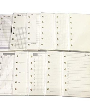 A7 Planner Inserts for 11 Packs, A7 Agenda Refill, 100 gsm Thicker Paper/4.84 x 3.23'', 45 Sheets(90 Pages) per Pack, 11 Designs Included, for 6 Holes Pocket Binder, Harphia
