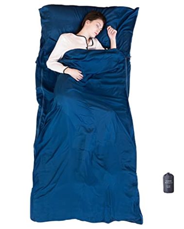 Exermil 100% Silk Sleep Sack with Zippers on 3 Sides, 87”x43” Large Sleeping Liners for Hotels, Travel & Camping, Multifunctional Travel Sheets (Unzipped:87”x87”) for Adults, Lightweight, All Seasons