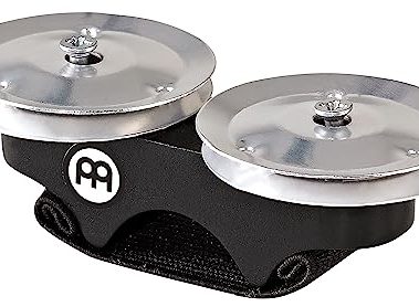 Meinl Percussion Finger Jingle Tambourine for Cajons, Bongos, Djembes, Congas and Hand Drums — NOT MADE IN CHINA — Aluminum, 2 YEAR WARRANTY, FJS1A-BK