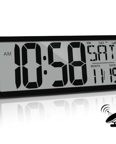 KMMKGG (4.6" Numbers 15 Inch Large Digital Wall Clock Battery Operated-Never Needs Setting!-Easy to Read Numbers-Easy Set-Up Auto DST