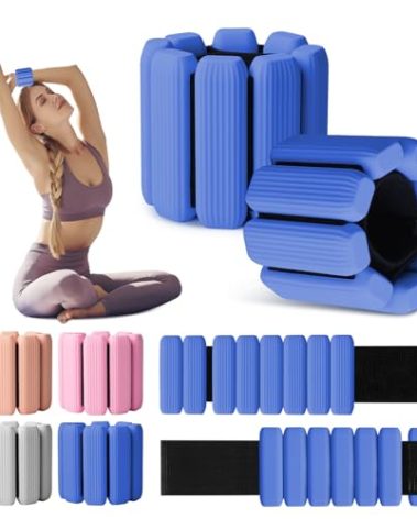 Wrist Weights Set of 2(1Lbs Each), Wearable Wrist Ankle Weights for Women & Men, Adjustable Arm & Leg Weights for Walking, Yoga, Swimming, Gym (Blue)
