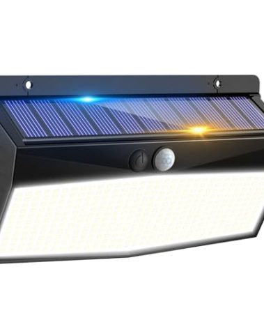 368 LED Solar Lights Outdoor Motion Sensor, Solar Fence With 3 Lighting Modes, Powered Security Waterproof for Outside Yard Wall Garden Backyard Garage
