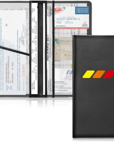 DEWILLO Leather Car Registration and Insurance Cards Holder, Vehicle Glove Box Car Organizer Documents License Compatible with Toyota 4Runner Tacoma Tundra Auto Interior Accessories