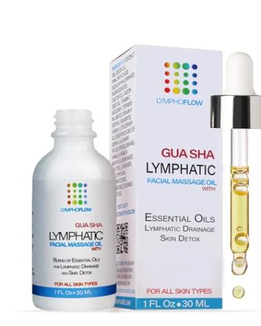 Facial Lymphatic Drainage Oil for Gua Sha Facial Tools, Lymphatic Drainage Massager Face with Jojoba & Coconut Oil, Use with Face Roller, Jade Roller, Guasha Tool for Face & Neck, 1 Fl Oz