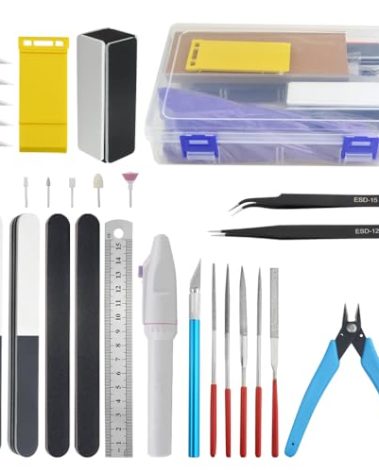 Bigstone 28 PCS Model Tools Kit Hobby Building Tools Craft Set Modeler Basic DIY Tools for Cars, Airplanes, Buildings, Robots Gundam Plastic Models Building Repairing and Fixing