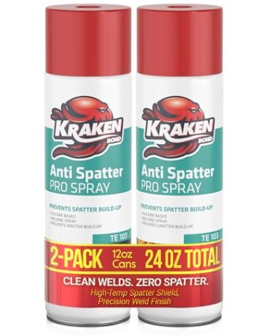 Kraken Bond Anti Spatter Welding Spray - (1x12oz) Anti-Splatter Aerosol Spray for MIG, TIG Tips, Protects Surfaces & Materials, Non-Flammable, Safe for Workpieces and Jigs, 1 Pack