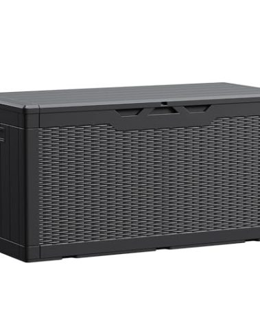 Devoko 100 Gallon Waterproof Large Resin Deck Box Indoor Outdoor Lockable Storage Container for Patio Furniture Cushions Garden Tools (100 Gallon, Black)