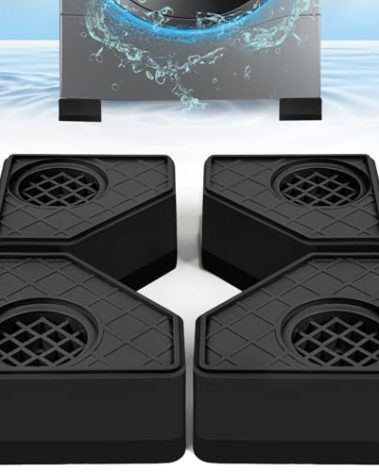 4Pcs Anti Vibration Pads for Washing Machine, Stops Washer Dryer Moving, Prevents Noise, Vibration Transfer, Antivibration Stabilizer Support Feet Mat Suitable for Most Furniture (Increase1.8in)