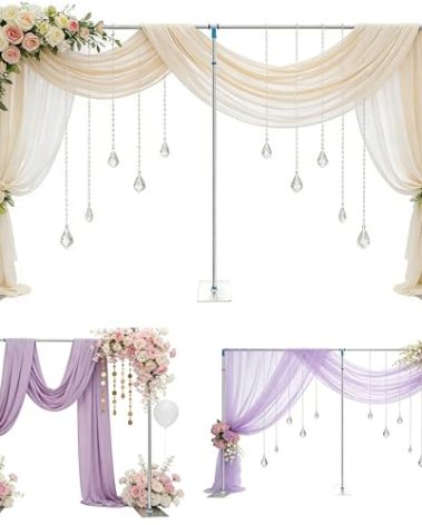 20ft*10ft Adjustable Telescopic Pipe and Drape Backdrop Stand Kit Splitly, Adjustable Photography Background Frame Support Back Drop Stand for Wedding Party Event Studio Decoration Trade Show