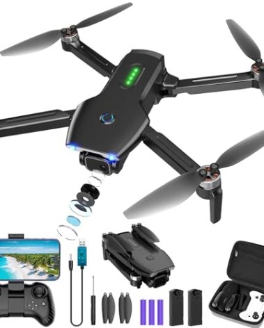 CrazyNov Drone with Camera, 1080P FPV Foldable Drone with Brushless Motor, One Key Take Off/Land, Altitude Hold, 360° Flip, Gravity Control, 2 Batteries, 3 Speeds Mini Drones for Kids Beginners