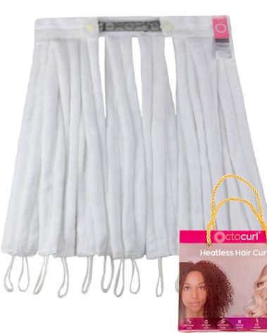 Octocurl Heatless Curls Headband - Hair Curlers to Sleep In - Heatless Curlers for Long Hair (Microfiber - White)