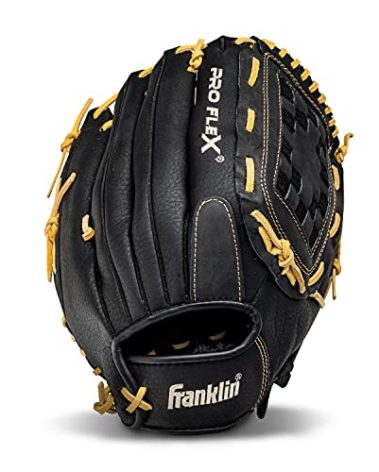 Franklin Sports Pro Flex Right Hand Throw Glove, 13-Inch, Black/Brown