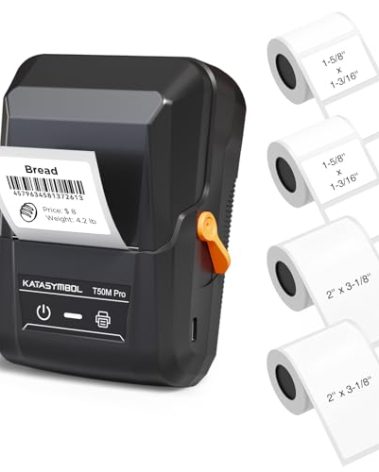 SUPVAN T50M Pro Bluetooth Label Maker Machine with 4 Tapes, Wide Waterproof Label, Versatile App with 40 Fonts and 650+ Icons, Inkless Labeler for Home, Kitchen, School, Office Organization, Black