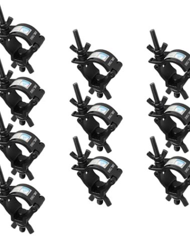 MOUNTAIN_ARK 10 Pack 1-1/2" OD Stage Lighting Clamps, Quick Lock Aluminum DJ Truss Mount, Heavy Duty 165 lb, Black