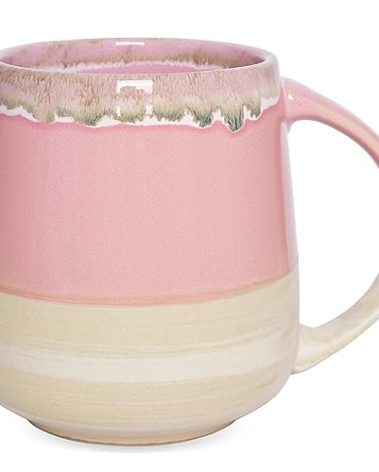 Bosmarlin Extra Large Ceramic Coffee Mug, 23 Oz, Dishwasher and Microwave Safe, Oversized Big Tea Cup, Reactive Glaze (Pink)