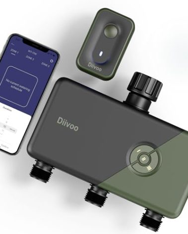 Diivoo WiFi Sprinkler Timer 3 Zone, Smart Water Hose Timer Compatible with Alexa and Google, Remote Control Irrigation, Automatic Manual Watering, Rain Delay, for Garden, Yards and Lawns (2.4Ghz Only)