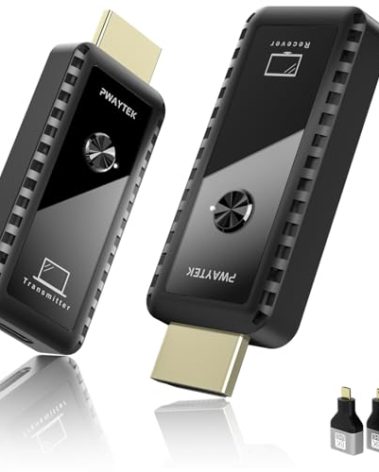 Wireless HDMI Transmitter and Receiver 328ft/100M, Wireless HDMI Extender Kit, Plug & Play, 4K Decode Support 2.4/5G for Streaming Video and Audio to Monitor from Laptop/Pc/Tv Box