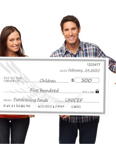 Big Check Large Check - 30 x 16" Dry Erase Giant Check - Oversized Fake Checks For Presentation, Big Check Fundraiser Items, Large Blank Oversized Check Cardboard(Black)