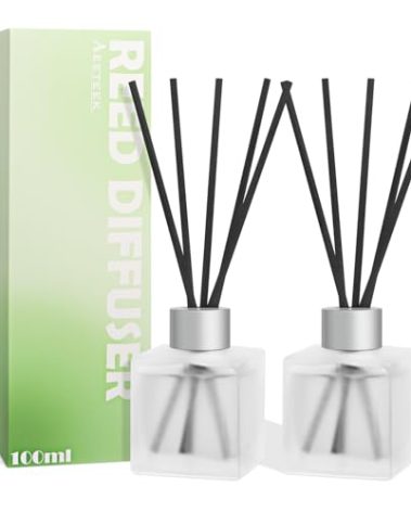 Aeeteek Reed Diffuser, Bamboo & White Tea Essential Oil with Diffuser Sticks for Room Decor, 3.4 fl oz(100ml) Long Lasting Scent Air Freshener, Home Fragrance for Bathroom Decoration (2 Pack)