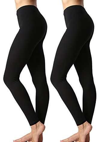 Women's Premium Cotton Full Length Leggings (Small, 2pack-Black&Black)