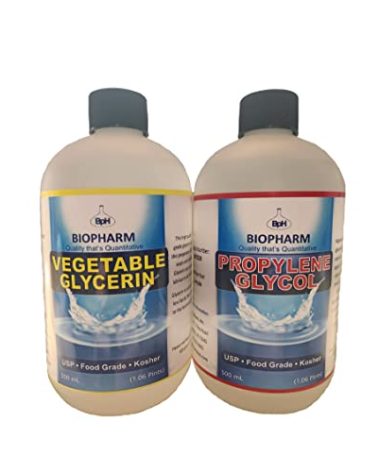 Propylene Glycol and Vegetable Glycerin Combo 2-Pack: one PG and one VG, 500 mL (1.06 Pint) Each — Food-Grade Kosher Liquids — Dispensing Caps Included