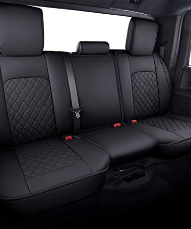 Aierxuan Dodge Ram Back Seat Covers Waterproof Leather Custom Fit 2009-2026 1500, 2010-2026 2500/3500 Crew Quad Regular Cab Pickup Cushions Compatible with Split Bench 40/60(Rear Seat/Black)