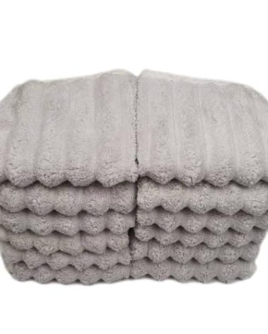 SOFTBATFY Soft Washcloths 12 Pack, High Absorbent Microfiber Ribbed Essential Washcloths for Bathroom, Home, Hotel, Spa, Beach, Pool, Gym (Washcloth - Set of 12, Grey)