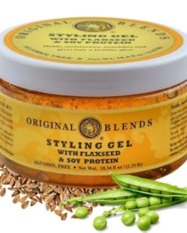 Original Blends Styling Gel - Natural Hair Gel with Flaxseed & Soy Protein - Non-Flaking, Firm or Light Hold for All Hair Types - Hair Product for Adults & Children - (18.34 Fl Oz Jar)